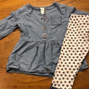 Denim Top and Leggings Set